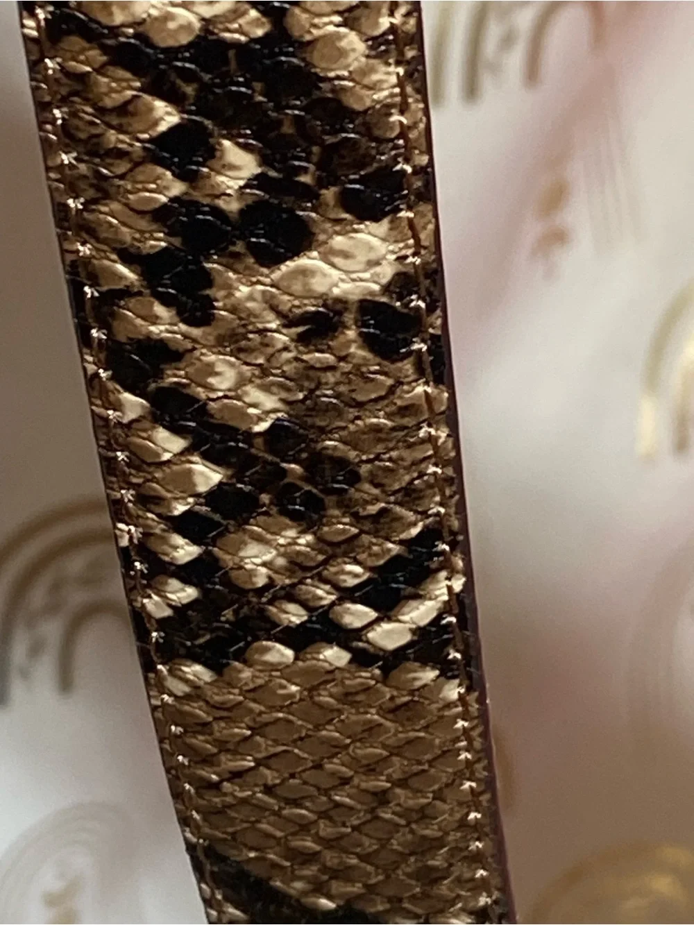 Target Brown Snake-Print Women's Belt with Gold Buckle